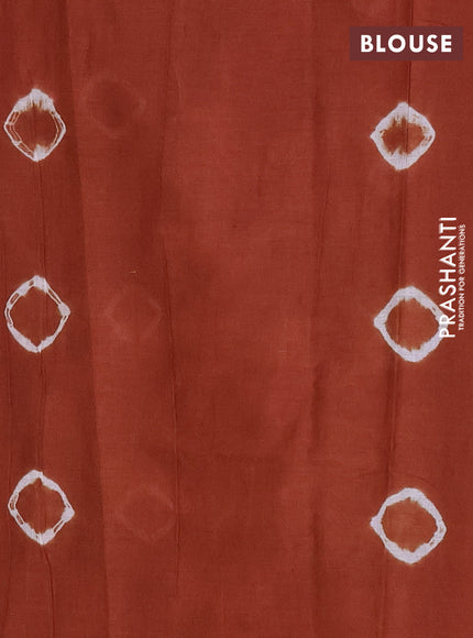 Batik cotton saree multi colour and brown with allover prints and batik printed border