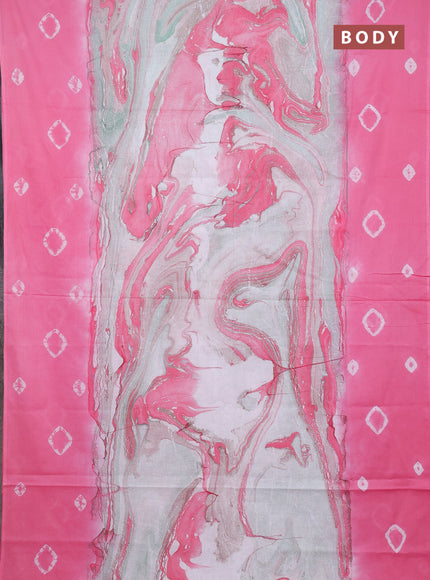 Batik cotton saree multi colour and pink with allover prints and batik printed border