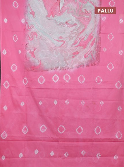 Batik cotton saree multi colour and pink with allover prints and batik printed border