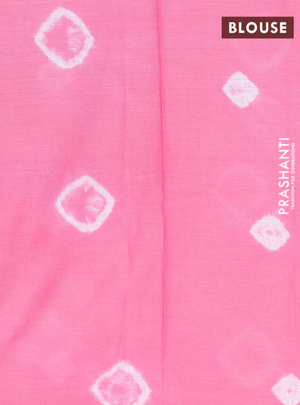 Batik cotton saree multi colour and pink with allover prints and batik printed border