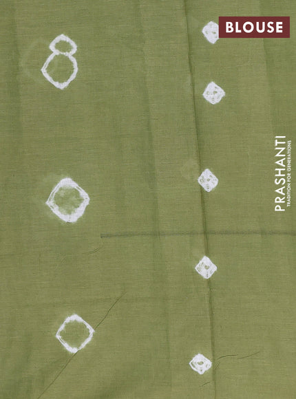 Batik cotton saree multi colour and mehendi green with allover prints and batik printed border