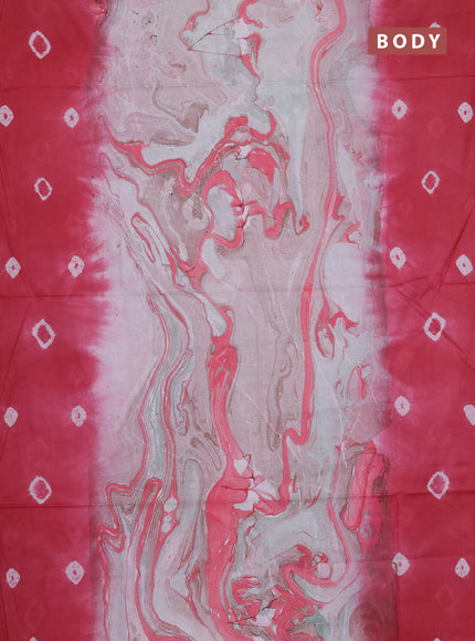 Batik cotton saree multi colour and peach pink with allover prints and batik printed border