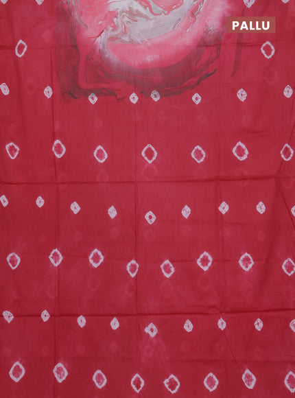 Batik cotton saree multi colour and peach pink with allover prints and batik printed border