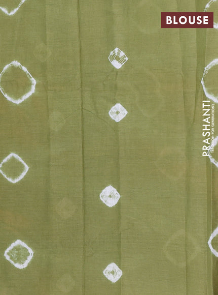 Batik cotton saree multi colour and mehendi green with allover prints and batik printed border
