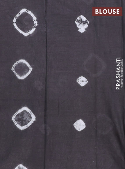 Batik cotton saree multi colour and grey with allover prints and batik printed border