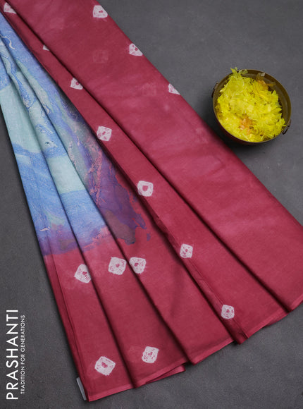 Batik cotton saree multi colour and pink shade with allover prints and batik printed border