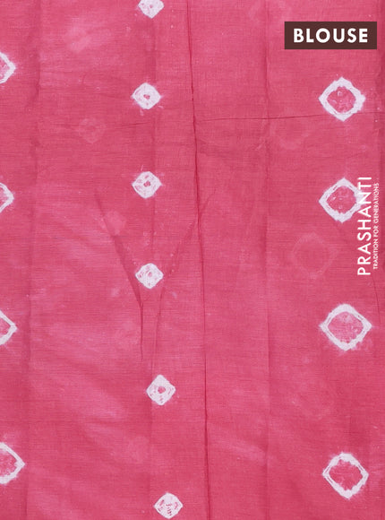 Batik cotton saree multi colour and pink shade with allover prints and batik printed border
