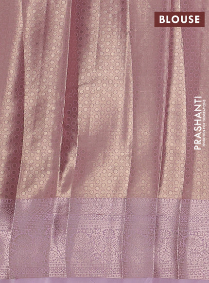 Bangalori tissue silk saree lotus pink with allover zari woven brocade weaves and long zari woven border
