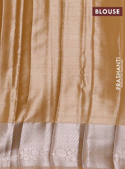 Bangalori tissue silk saree mustard yellow with allover zari woven brocade weaves and zari woven border
