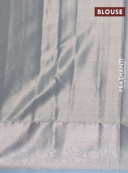 Bangalori tissue silk saree pastel blue with allover zari woven brocade weaves and zari woven border