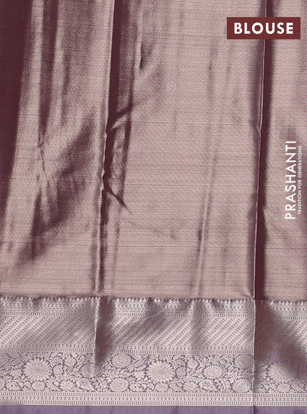 Bangalori tissue silk saree wine and pastel lavender with allover zari woven brocade weaves and long zari woven border