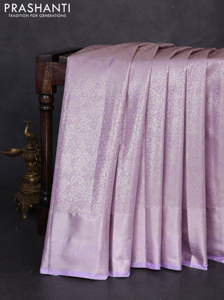 Bangalori tissue silk saree lavender with allover zari woven brocade weaves and zari woven border