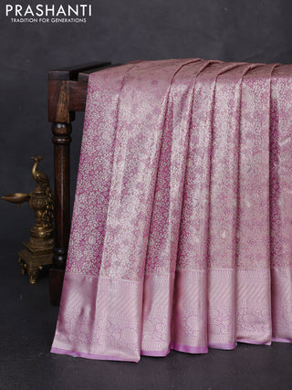 Bangalori tissue silk saree purple shade with allover zari woven brocade weaves and zari woven border