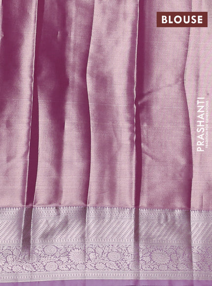 Bangalori tissue silk saree purple shade with allover zari woven brocade weaves and zari woven border