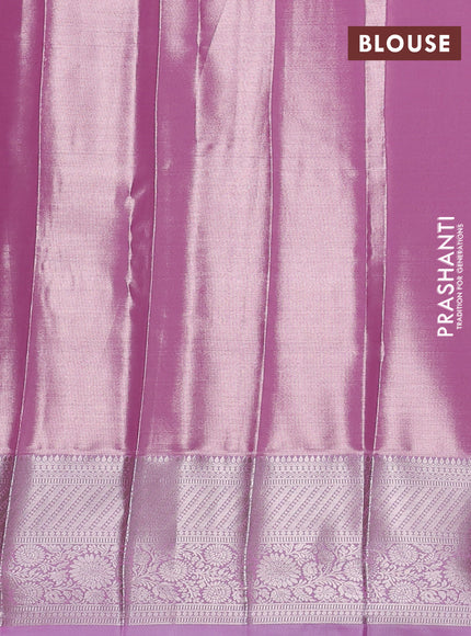 Bangalori tissue silk saree light pink with allover zari woven brocade weaves and zari woven border