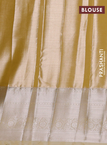 Bangalori tissue silk saree mustard yellow and pale yellow with allover zari woven brocade weaves and long zari woven border
