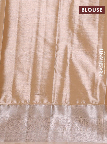 Bangalori tissue silk saree peach orange with allover zari woven brocade weaves and zari woven border