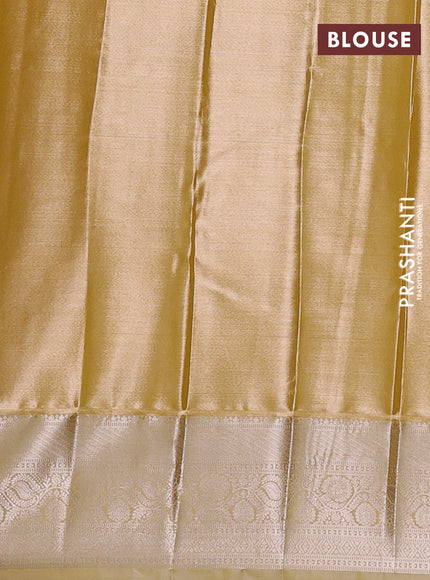 Bangalori tissue silk saree mustard yellow with allover zari woven brocade weaves and zari woven border