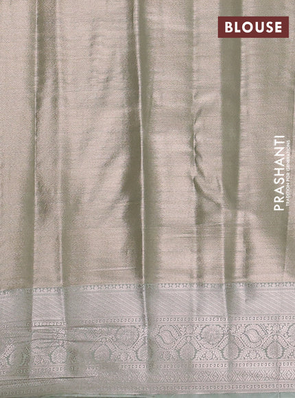 Bangalori tissue silk saree pista green with allover zari woven brocade weaves and long zari woven border