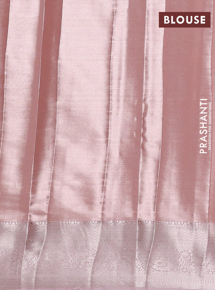 Bangalori tissue silk saree peach with allover zari woven brocade weaves and zari woven border