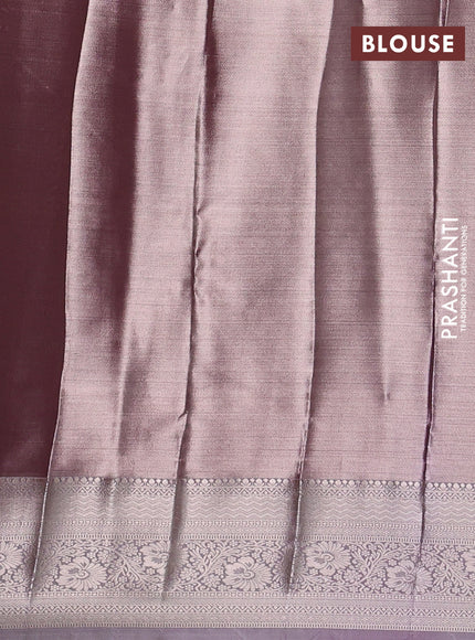 Bangalori tissue silk saree wine and pastel lavender with allover zari woven brocade weaves and zari woven border