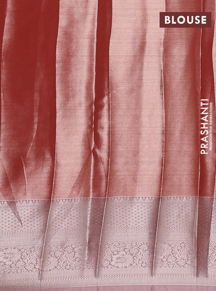 Bangalori tissue silk saree red with allover zari woven brocade weaves and long zari woven border