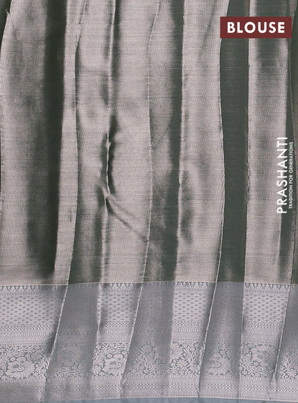Bangalori tissue silk saree pastel green with allover zari woven brocade weaves and long zari woven border