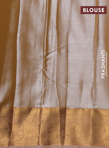 Bangalori tissue silk saree pale orange with allover zari woven brocade weaves and zari woven border