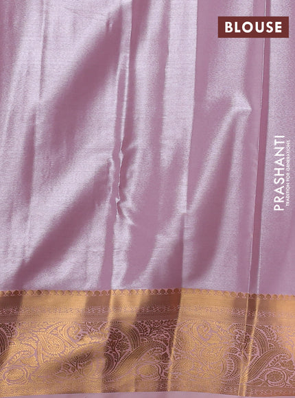 Bangalori tissue silk saree lotus pink with allover zari woven brocade weaves and zari woven border