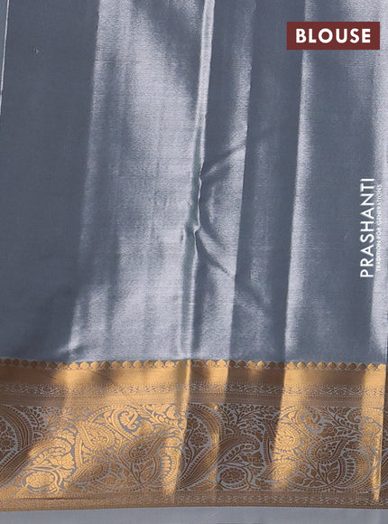 Bangalori tissue silk saree grey with allover zari woven brocade weaves and zari woven border