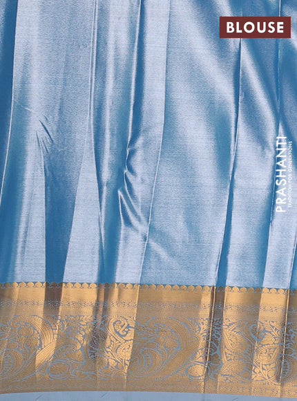 Bangalori tissue silk saree blue with allover zari woven brocade weaves and zari woven border