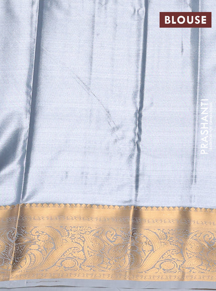 Bangalori tissue silk saree grey with allover zari woven brocade weaves and zari woven border
