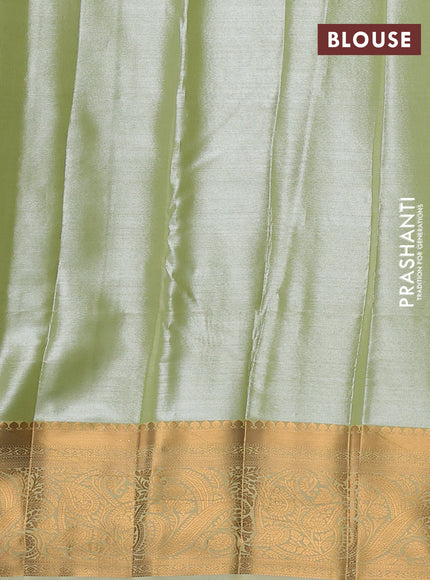 Bangalori tissue silk saree pista green with allover zari woven brocade weaves and zari woven border