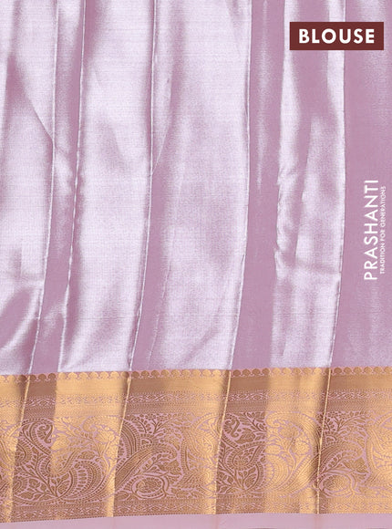 Bangalori tissue silk saree mild peach pink with allover zari woven brocade weaves and zari woven border