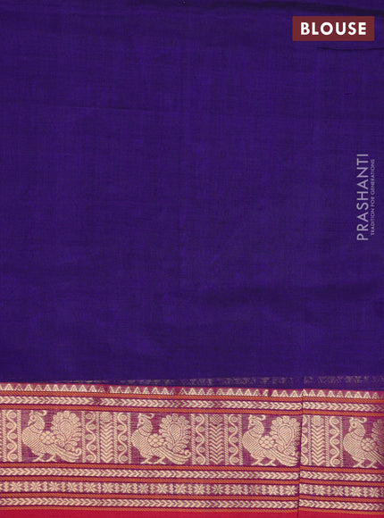 Kanchipuram silk cotton saree violet and pink shade with allover thread checks & buttas and zari woven border