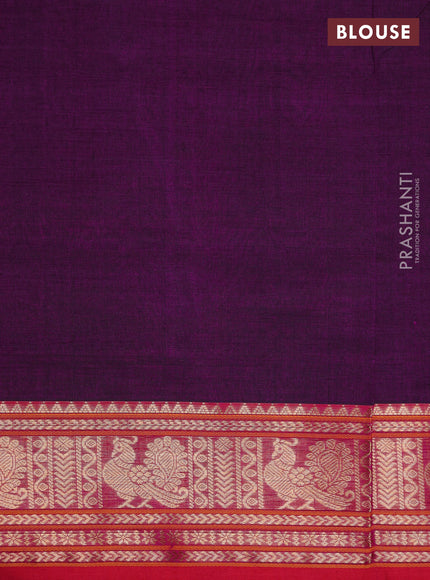 Kanchipuram silk cotton saree purple and pink with allover thread checks & buttas and zari woven border