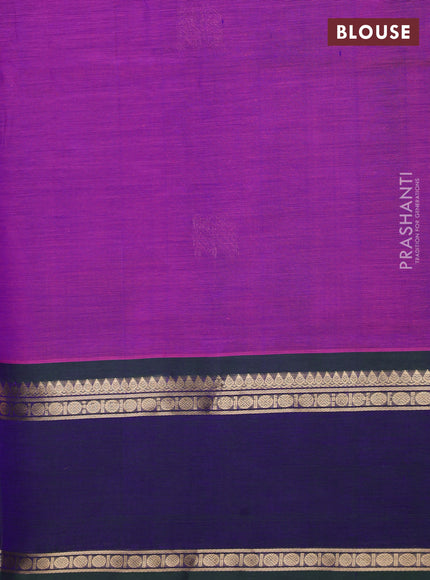Kanchipuram silk cotton saree purple and dual shade of bluish green with zari woven buttas and rettapet zari woven border