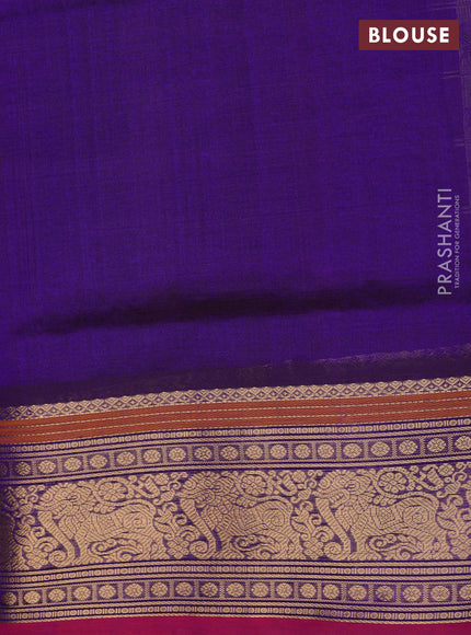 Kanchipuram silk cotton saree violet and magenta pink with allover thread checks & buttas and zari woven border