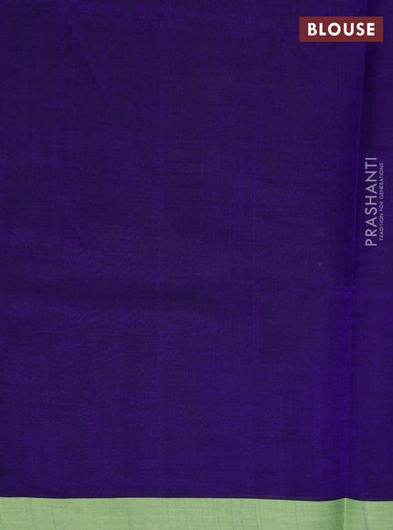 Kanchipuram silk cotton saree violet and pista green with annam zari woven buttas and piping border