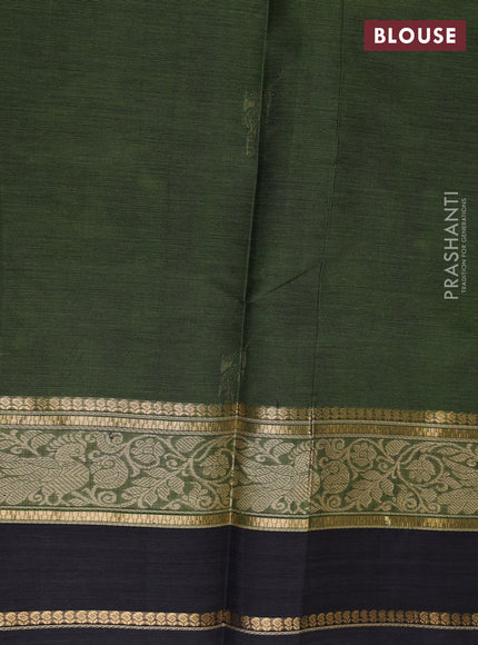 Kanchipuram silk cotton saree sap green and elephant grey with thread woven buttas and rettapet thread & zari woven border