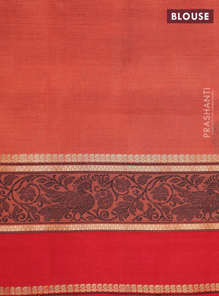 Kanchipuram silk cotton saree orange and red with thread woven buttas and rettapet thread & zari woven border
