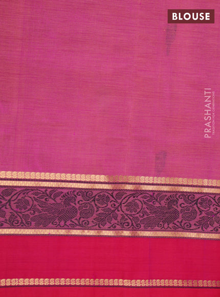 Kanchipuram silk cotton saree dual shade of pink and pink with thread woven buttas and rettapet thread & zari woven border