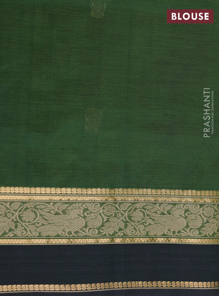 Kanchipuram silk cotton saree dual shade of green and bottle green with thread woven buttas and rettapet thread & zari woven border