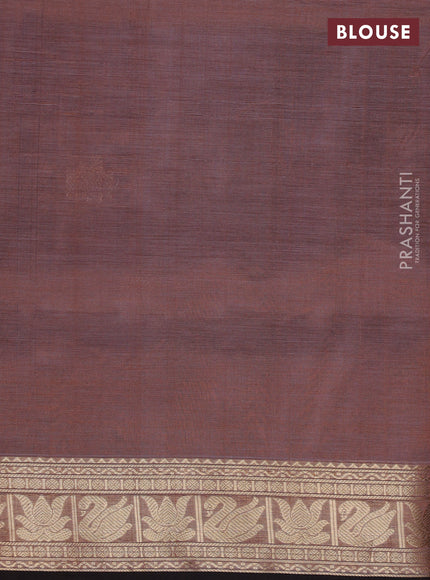 Kanchipuram silk cotton saree brown and coffee brown with zari woven buttas and zari woven border