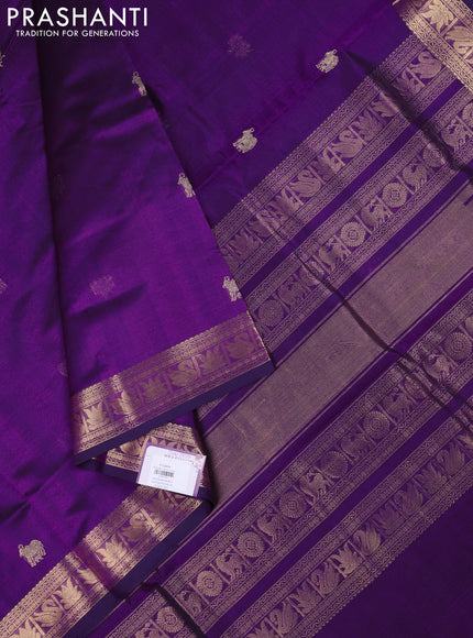 Kanchipuram silk cotton saree purple with zari woven buttas and zari woven border