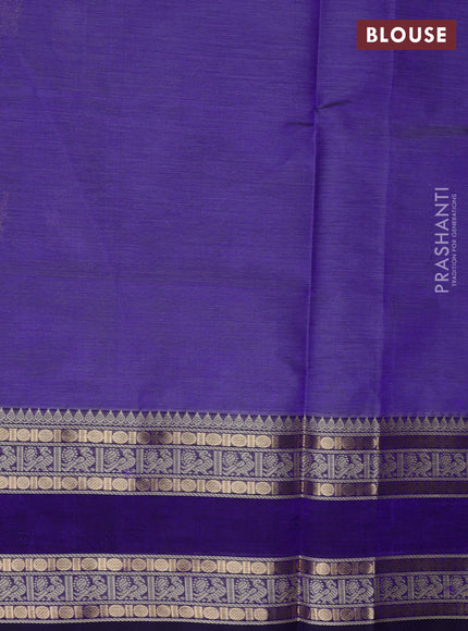 Kanchipuram silk cotton saree blue shade and blue with zari woven buttas and rettapet zari woven border