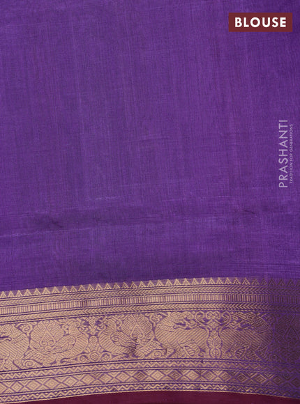 Kanchipuram silk cotton saree lavender and maroon shade with allover thread checks & 1000 buttas and zari woven border