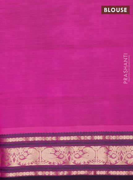 Kanchipuram silk cotton saree pink and purple with zari woven buttas and zari woven border