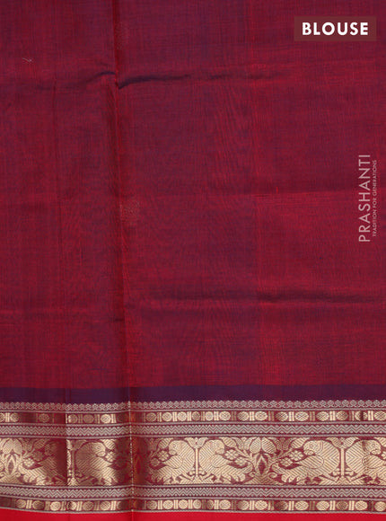 Kanchipuram silk cotton saree maroon and red with zari woven buttas and zari woven border