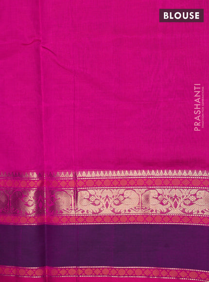 Kanchipuram silk cotton saree pink and purple with annam zari woven buttas and rettapet zari woven border